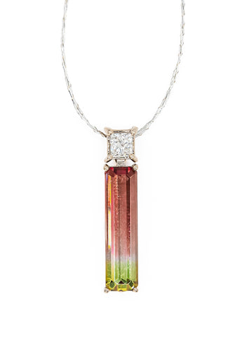 Watermelon Tourmaline Diamond Pendant